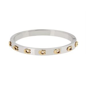 Coach Signature C Hinged Two Tone Bangle Bracelet